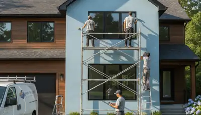 San Francisco house painting crew painting a home's exterior for coastal weather protection