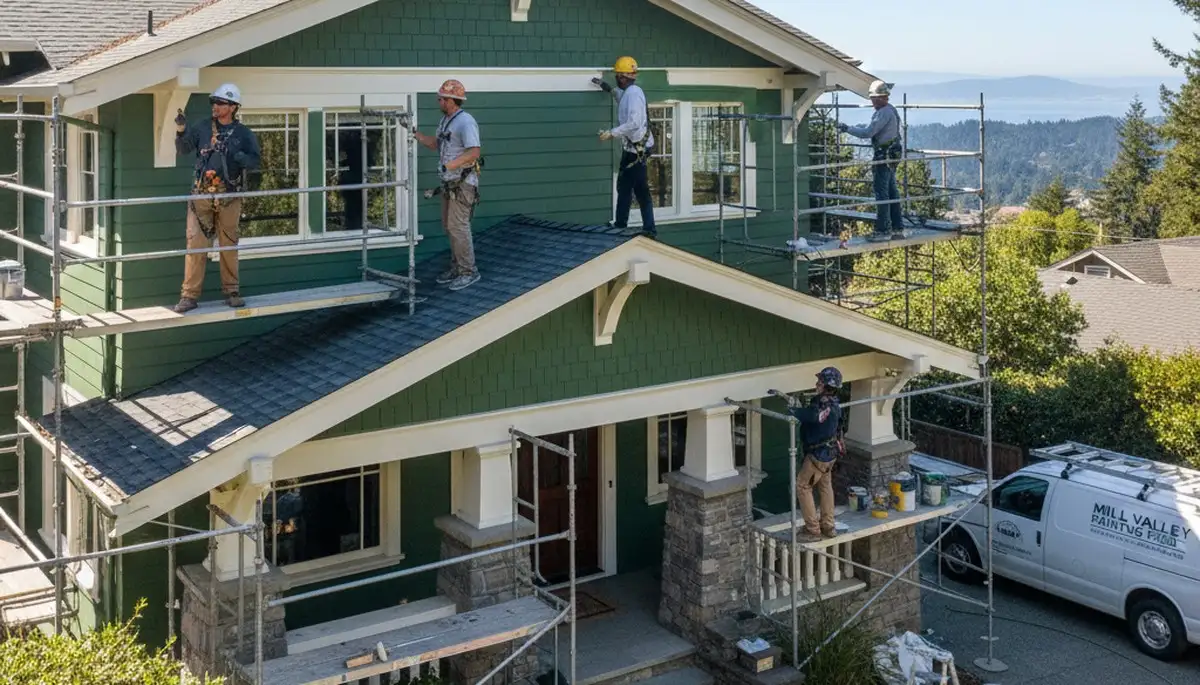 San Francisco, CA painting crew preparing a home exterior for professional house painting services
